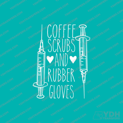 Coffee Scrubs Rubber Gloves Full Color Transfer