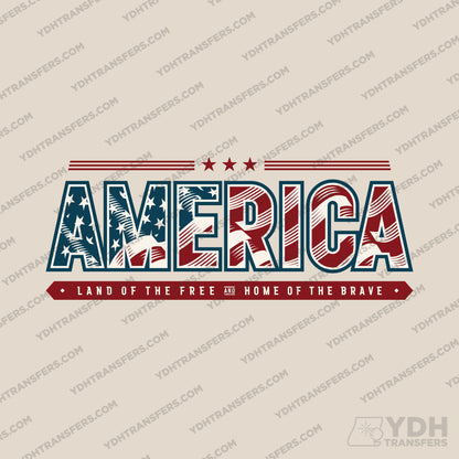 Vintage America Land of the Free Full Color Transfer