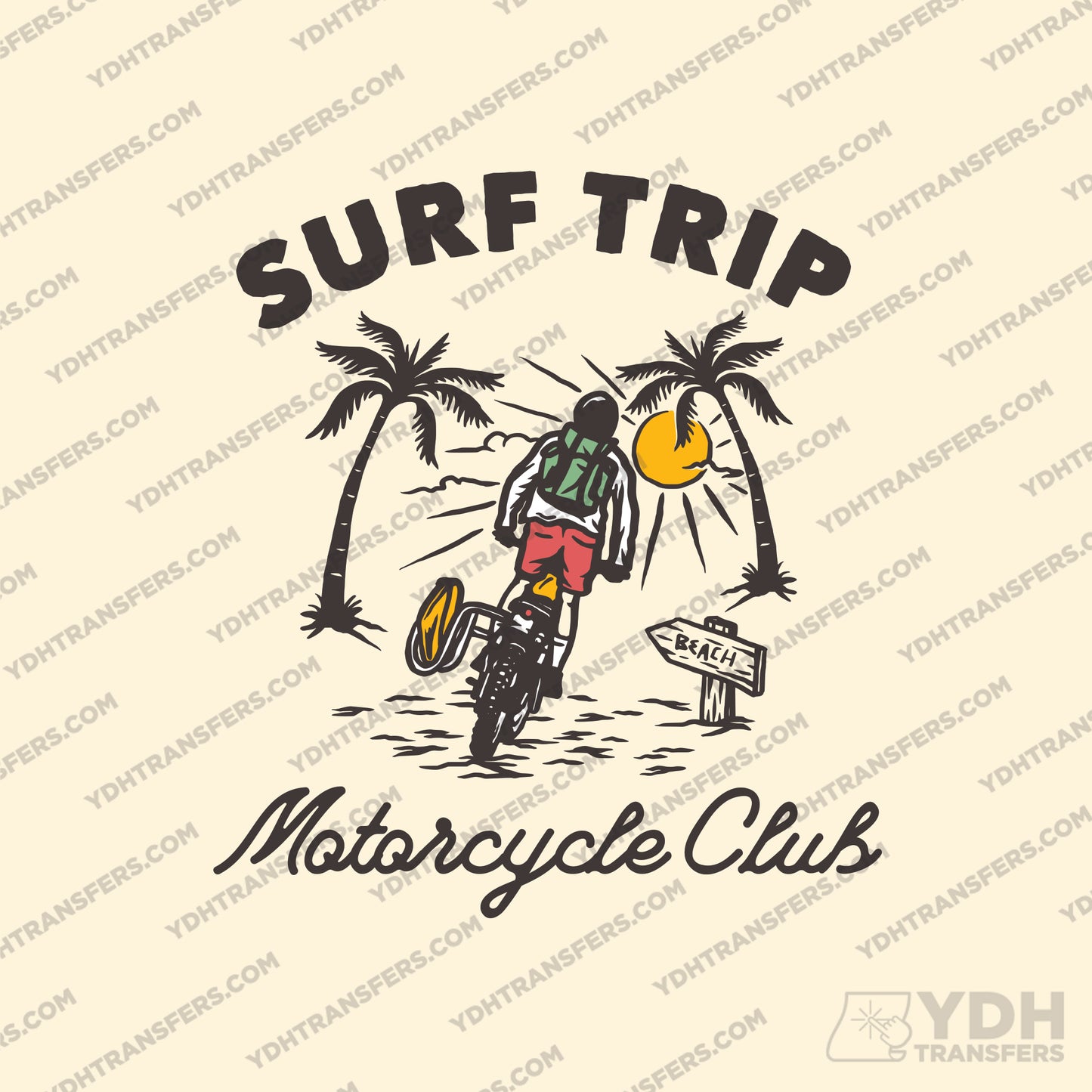Surf trip motorcyle full color transfer